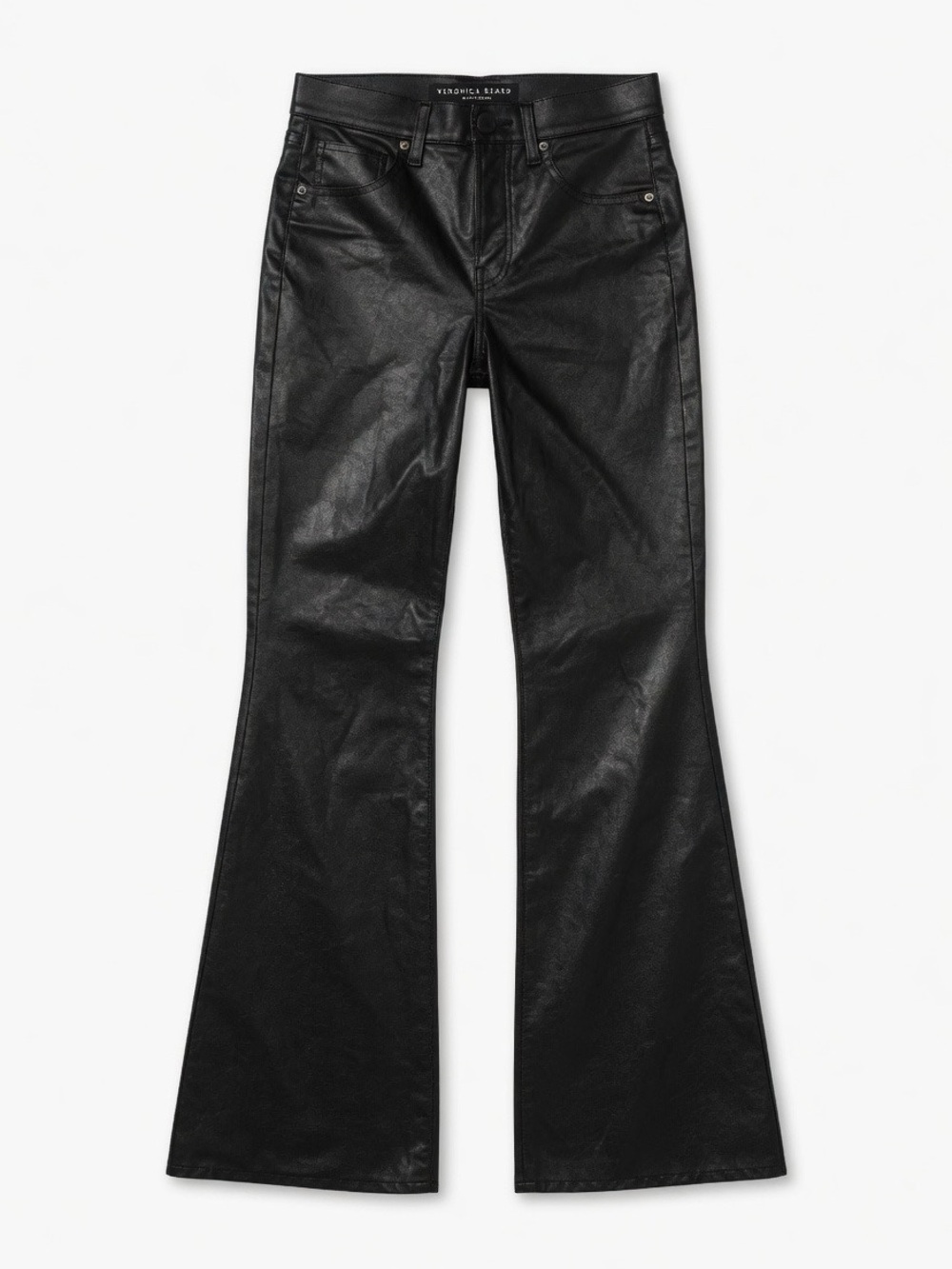 Veronica Beard Beverly Skinny Flare High Rise Black Faux Leather Flare Jeans